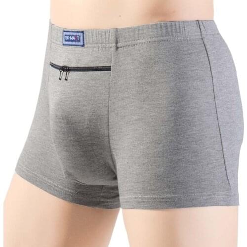 Mens Theft-proof Underwear Front Double Zipper Pocket Men Panties Modal Comfortable Breathable Sexy Boxer Shorts Large Size 4XL