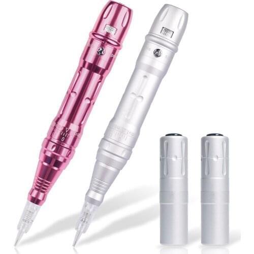 Newest 1 Set Silver/Pink Permanent Makeup Tattoo Machine Microblading Pen Equipment 3D Microblading Tattoo Gun Set