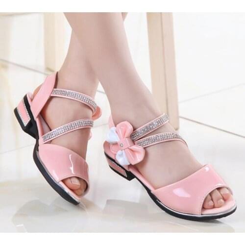 2018 summer new girl sandals childrens clothing fashion shoes princess bow open toe beach sandals girl