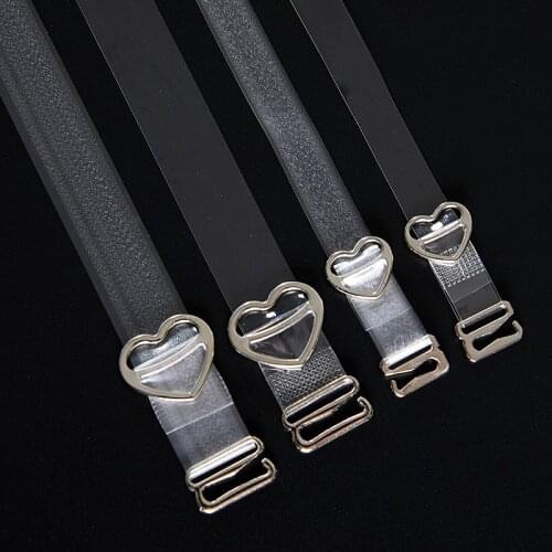 New Style High Elastic Fashion Stripe Transparent Bra Underwear Strap Button Adjustable Invisible Clear Crystal Shoulder Straps