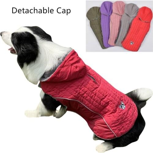 Dog Clothes Ddetachable Hat Autumn Winter Pet Jacket Thickened Dog Vest Cotton Clothes Connected to Leash clothes for pets