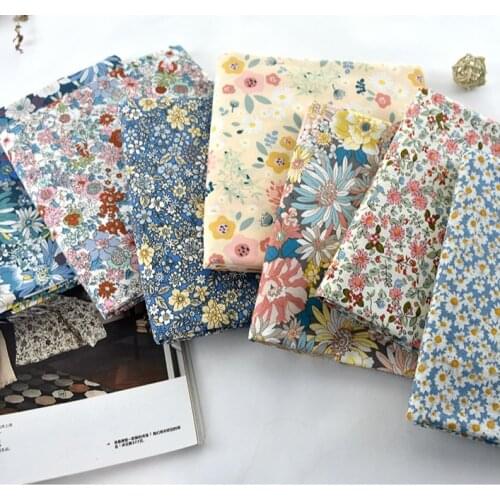 50*150cm Pure Cotton Poplin Pastoral Style Small Fresh Floral Fabric Shirt Dress Cheongsam Baby Shirt Fabric