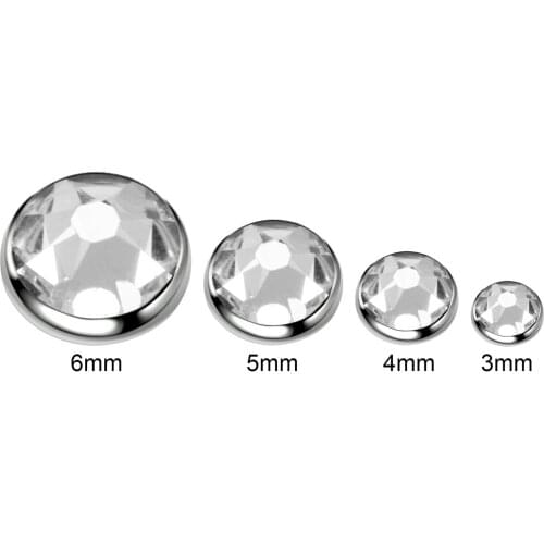 5 Pcs G23 Titanium Dermal Anchor Tops Multicolor Cubic Zirconia Surface Piercing Skin Diver 3-5mm DIY Body Piercing Attachments