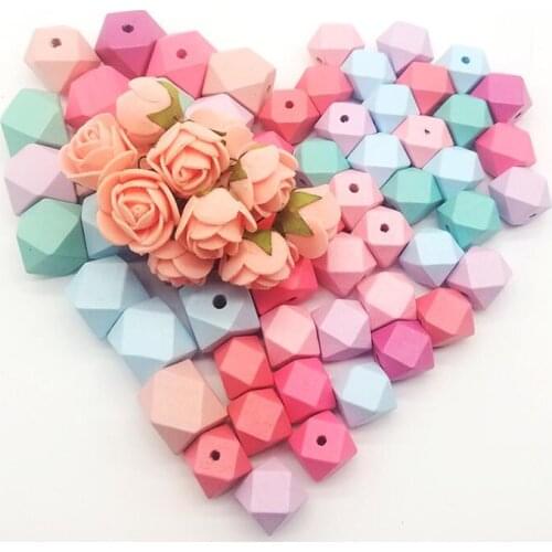 15mm/20mm Mixed Colorful Wood Beads Loose Spacer Geometric Beads Jewelry For Handmade DIY Wooden Necklace&Bracelet Findings