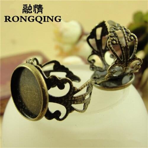 RONGQING 20 pcs/lot Retro Set up Rings Accessories wholesale 14MM