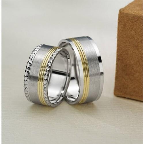 SILVERFONI 925 Sterling Real Silver Double Wedding Bands Rings Bracelet Woman Men Luxury Jewelry Fashion Engagement Anniversary