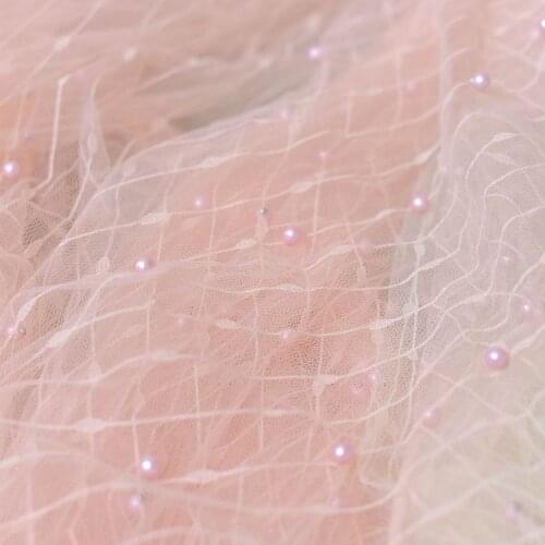 Champagne embroidered beads lace fabric vertical pattern bottom fabric wedding dress decorative lace