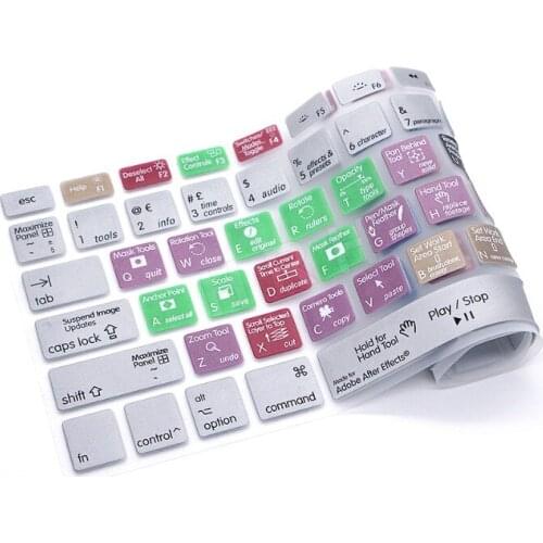 Silicone Keyboard Skin Cover For A1278 Adobe After Effects Shortcuts Hotkeys Design For Macbook Pro Retina Air 13" A1369 15" 17