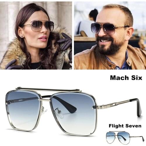 2021 Fashion Square Luxury Design Sunglasses Men Women Flight Seven Rock Mach Six Style Gradient Pilot Sunglasses Oculos De Sol