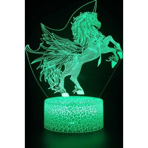 Cartoon Unicorn Led 3d Illusion Night Light 7 Colors Touch Sensor Remote USB Bedside Table Lamp for Home Decoration
