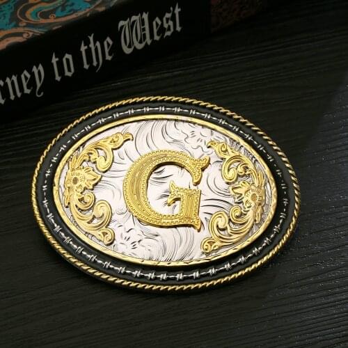 Western Belt BuckleZinc alloy plating process Initial Letters ABCDMRJ to Z Cowboy Rodeo Small Gold Belt Buckles for Men Women