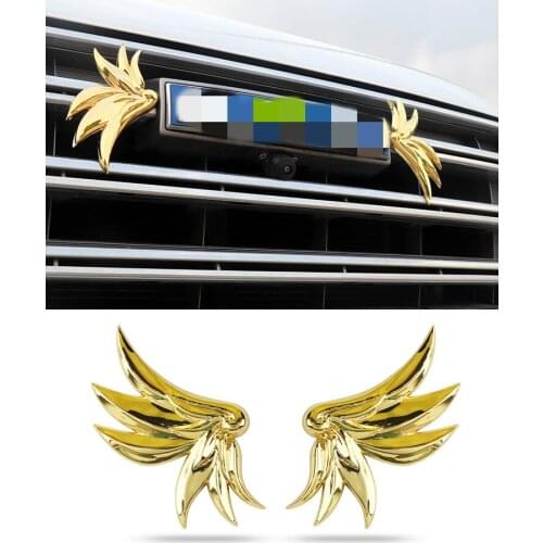 1 Pair 3D dimensional Alloy Metal car stickers Angel Hawk Wings Emblem Badge Decal Car Logo Sticker golden silver color optional