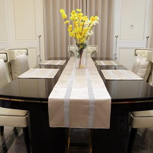 1pcs Sequin Modern Table Runner Ironing Diamond 2 Layers Flannel Sequin Table Runner For Home Wedding Party Banquet Decoration