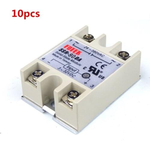 10PCS 24-380V AC to 3-32V DC 80A/250V SSR-80DA Solid State Relay Module