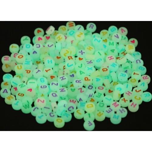 100pcs/Lot Luminous Letter Beads Alphabet Acrylic Spacer Beads For Jewelry Making DIY Bracelet Necklace Handmade Glow Beads