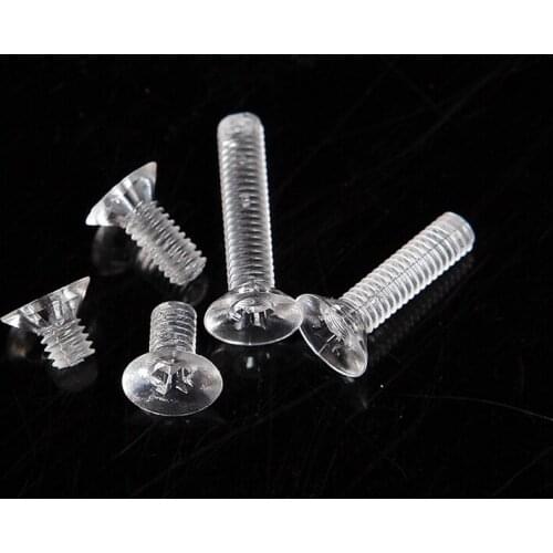 500PCS M6*10/12/16/20/25/30MM Transparent Acrylic Flat Cross Recessed Countersunk Head Machine Screws clear Screw Fastners