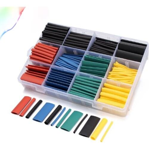 530pcs/set Heat Shrink Tubing Insulation Shrinkable Tube Assortment Electronic Polyolefin Ratio 2:1 Wrap Wire Cable Sleeve Kit
