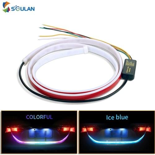 120cm car led tail dynamic streamer flow lights CHMSL brake lamp caution indicator colorful vehicle stop LED strip lights 12V