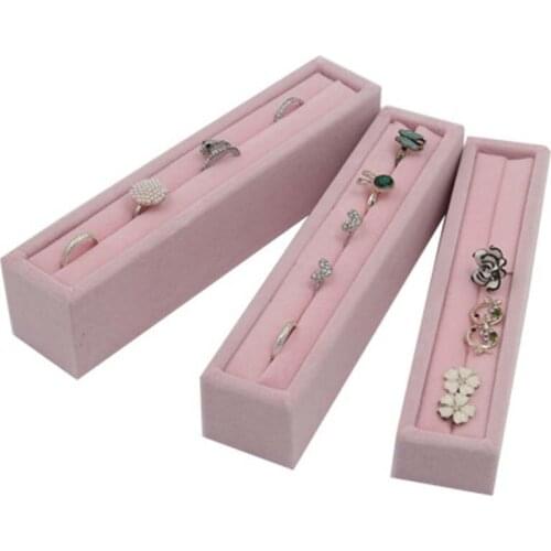 Velvet Suede Ring Earrings Organizer Ear Studs Jewelry Display Stand Holder Rack Showcase Plate Trapezoidal Jewelry Box Case Cas