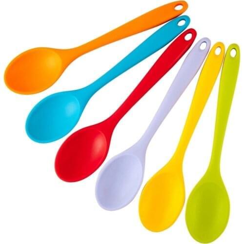 Large Silicone Spoon Home Use Long Handle Spoon High Grade Mixing Ladle Cooking Kitchen Soup Spoons Tableware Kitchen Dining Bar