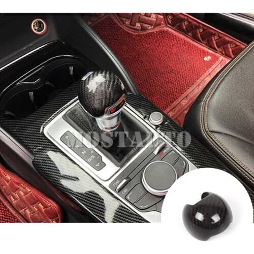 For Audi A3 S3 Carbon Fiber Center Console Gear Shift Knob Trim Cover 2014-2019 1pcs Car Accessories Interior Car Decor