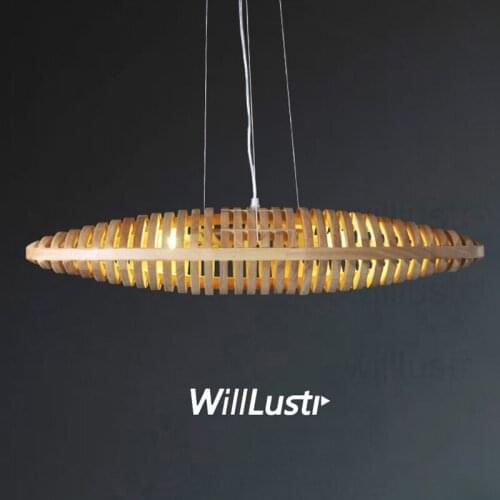 Willlustr wood pendant lamp spacecraft suspension light handmade wooden spaceship hanging lighting spaceshuttle restaurant hotel