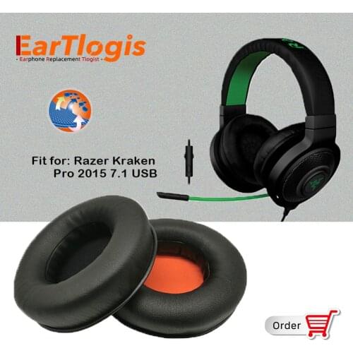 EarTlogis Replacement Ear Pads for Razer Kraken Pro 2015 7.1 USB Headset Parts Earmuff Cover Cushion Cups pillow