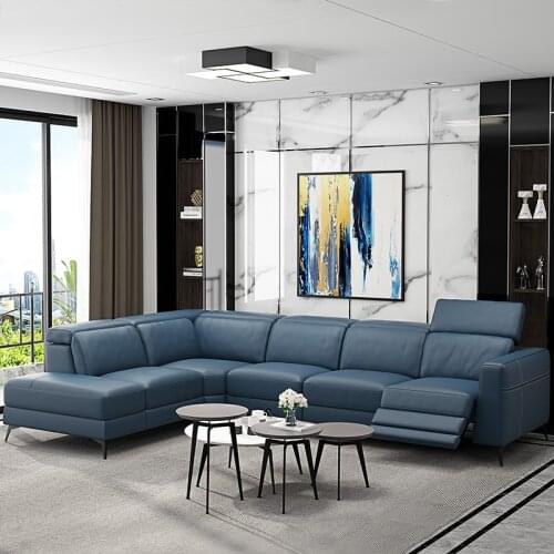 Electric recliner relax theater living room Sofa set corner functional genuine leather couch Nordic modern Cinema L shape big