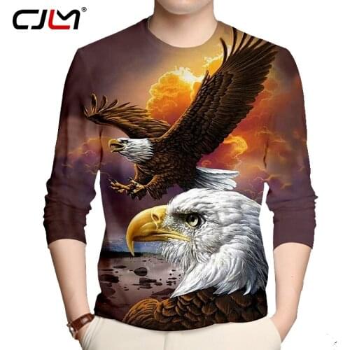 CJLM New Long-sleeved T-shirt DIY Fashion Interesting Eagle Clothes Jacket Sunset Plus Size Mens Wholesale Purchase Dropship