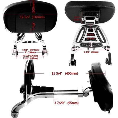 Chrome Multi Purpose Adjustable Driver & Passenger Backrest For Harley Touring Street Glide 2014-2017