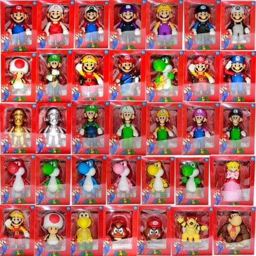 12CM Game Super Mario Figures Toy PVC Characters Bowser Koopa Luigi Yoshi Mario Bros Dinosaur Toys Doll Kids Christmas Gift
