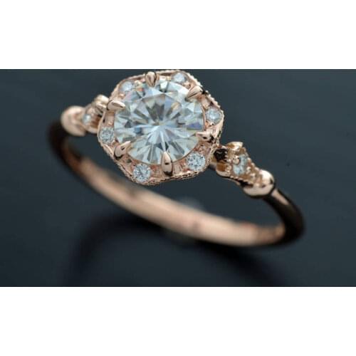 Beautiful sea blue Flowers Design Rose Gold Color Bridal Wedding Rings AAA Zircon Fashion Jewelry Diamond Halo Women Bridal ring