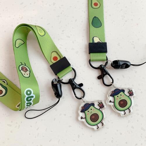 Cute Avocado Mobile Phone Straps Landyard for Keys Neck Strap Hang Rope for Phone Case