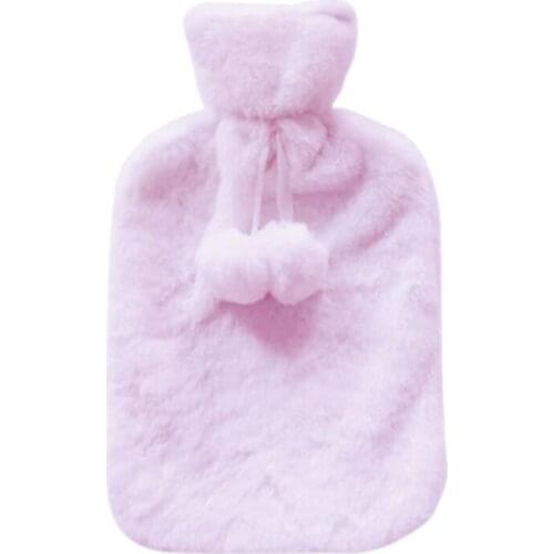 1800ml Cute 2 Balls Plush Cover Hot Water Bottle Anti-scald Hot-water Bag U2JC