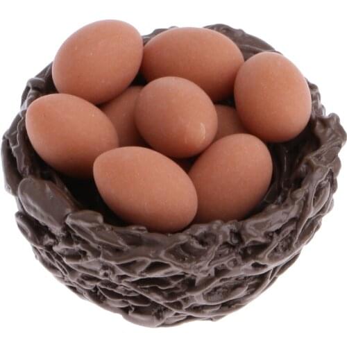 Doll House Miniature Fairy Garden Chickens Nest Eggs 1:12 Micro Landscape