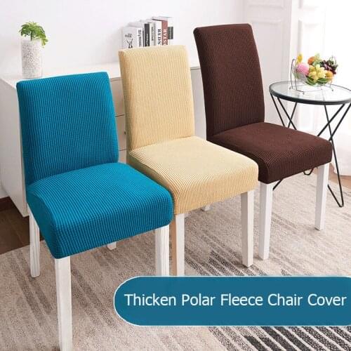 Soft Polar Fleece Spandex Dining Chair Covers Elastic Seat Chair Case for Kitchen Wedding Office Modern Cover Chair Protector
