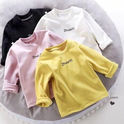 Spring / Winter Childrens Clothing Solid Color Kids Long Sleeved T-shirt Baby Boys Girls Turtleneck Bottoming Shirt Underwear