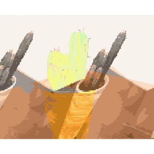 DIY Painting By Numbers Abstract cactus HandPainted Oil Painting Drawing On Canvas Custom Photo Home Decoration
