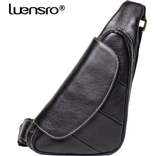 Chest Bag Mens Genuine Leather Shoulder Bags Men Casual Travel Bag Messenger Bag Fashion Boys Crossbody Bags Leather Chest Pack