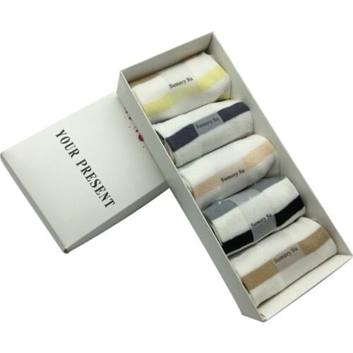 5 Pairs/Lot Cotton Ankle Socks Women Striped Color Casual Short Boat Socks Girl Sweet Gift Hot Sale 2017 New