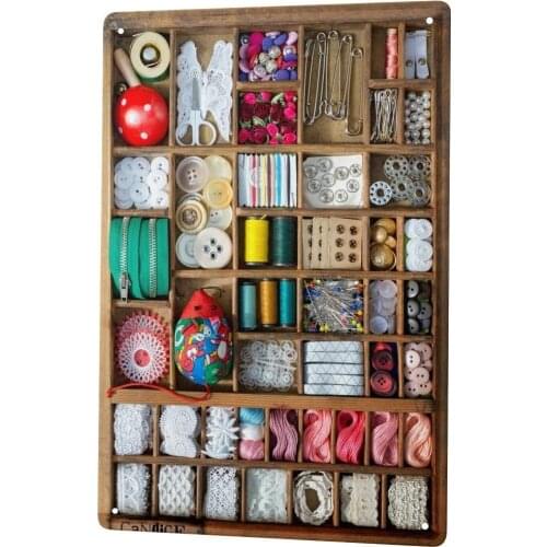 SINCE 2004 Tin Sign Metal Plate Decorative Sign Home Decor Plaques Retro Wall Sign Sewing kit Needle Kitchen Deco 8X12