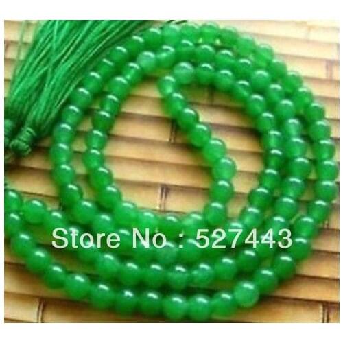 Wholesale free shipping Tibet Buddhist 108 Green stone Beads Prayer Mala Necklac