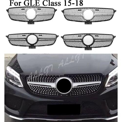 Front Center Grille Sports Grill for Mercedes Benz GLE-Class W166 2015 2016 2017 2018 2019 2020 Diamond Sytle With/No CameraHole