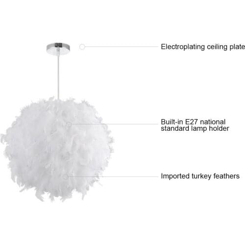 Pendant Feather Lamp Fashion Lamp Shade Bedroom Romantic Chandelier For Lamp HangLamp Dreamlike Lampshade Lightshade