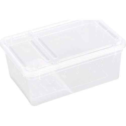 Reptile Feeding Box Transparent Animal Habitat Cage Portable Amphibious Horned Frog Breathable Acrylic Insect Terrarium