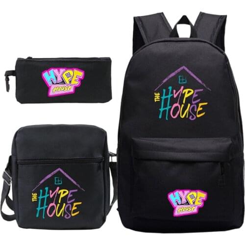 High Quality the Hype House Backpacks 3pcs/set Mochila Students School Shoulder Bags Pencil Case Teens Daily Backpack Book Bags