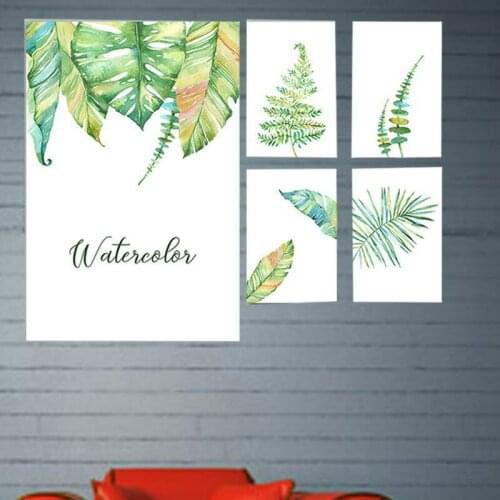 Nordic Modern Simple Green Leaves Plant Background Wall Dining Room Decorative Drawing Wall Pictures for Living Room Canvas Art