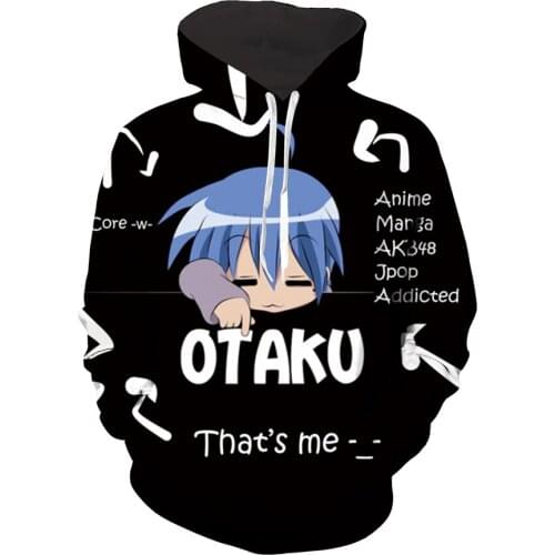 Lucky Star Otaku Sweatshirt Tops 3D Printed Men Women Oversized Hip Hop Japanese Anime Streetwear Harajuku Hoodie Sweatshirts