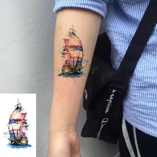 Waterproof Temporary Tattoo sticker sailboat small fake tatto stickers flash tatoo hand foot tattoos for girl men women kids
