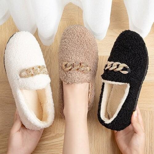 Shoes Woman 2020 New Style Fluffy Flat Cotton-padded Shoes Outer Wear Moccosins Womens Autumn and Winter Thick Bottomed